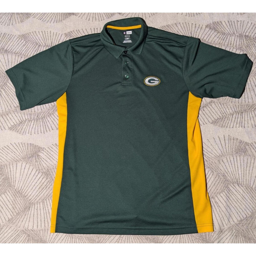 NFL Team Apparel Green Bay Packers Polo Shirt Mens L Green Casual NFL TX3 Cool